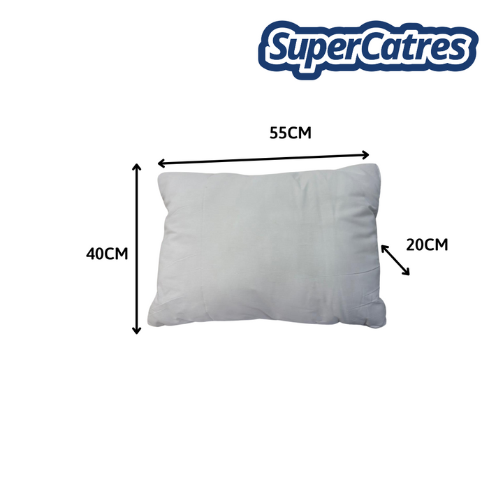Vista de medidas de almohada ergonómica balance blanca Super Catres.
