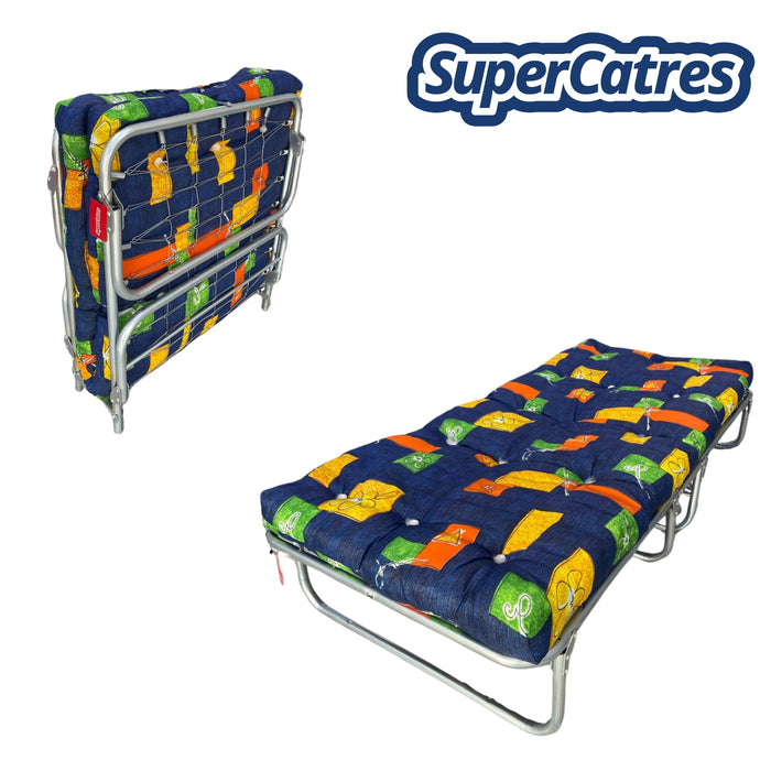 Catre Camastro plegable con colchoneta de borra de 9 cm SuperCatres - práctico y confortable.