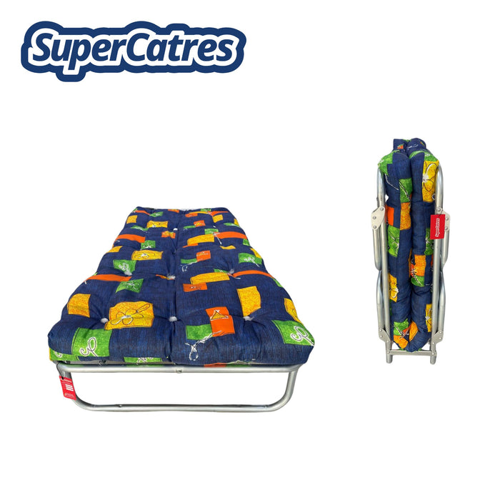 Catre Camastro compacto con colchoneta de borra de 9 cm SuperCatres - fácil de almacenar y transportar.