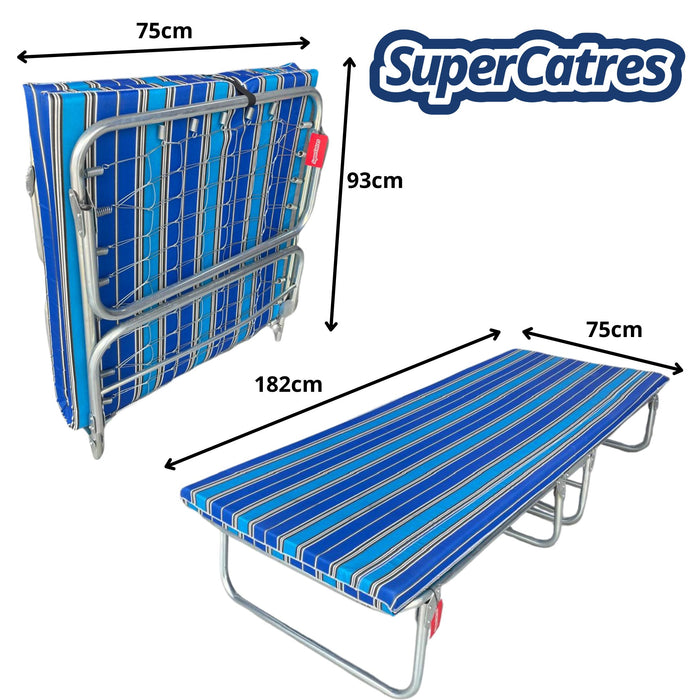 Dimensiones del Catre Camastro Deluxe con colchoneta de hule espuma de 6 cm - 182 x 75 x 38 cm.