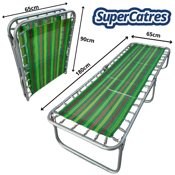 Medidas del Catre Plegable Clásico de Lona Plástica SuperCatres - 180 cm de largo, 65 cm de ancho, ideal para espacios reducidos